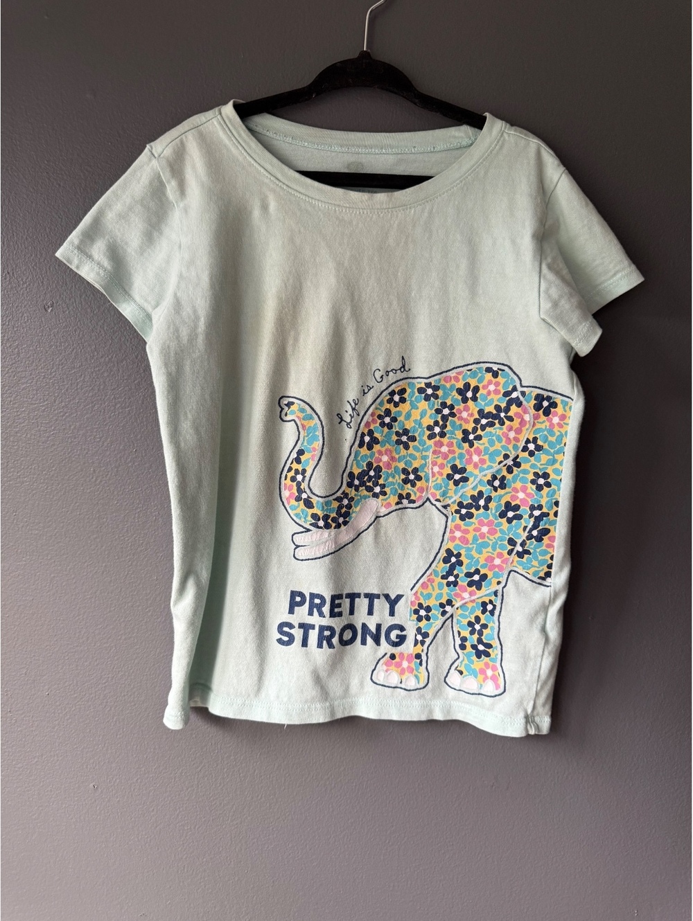 Girl’s Life is Good Medium Floral Elephant Crusher Tee